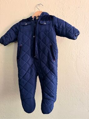 Rothschild Navy Quilted Kids One-Piece Footed Snowsuit
